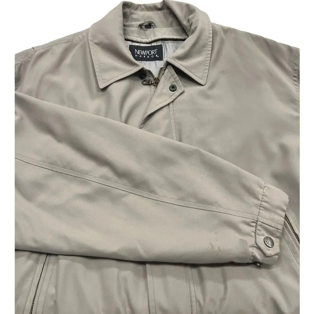 Newport Harbor Mens Large Beige Lightweight Zip Jacket